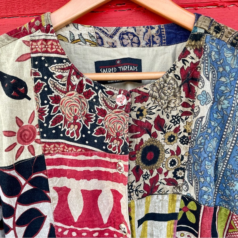 Sacred Threads Button Down Patch-Quilt Jacket - image 4